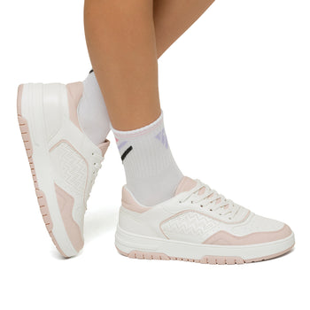 Sneakers bianche e rosa da donna con dettagli traforati Swish Jeans, Donna, SKU w014000667, Immagine 0